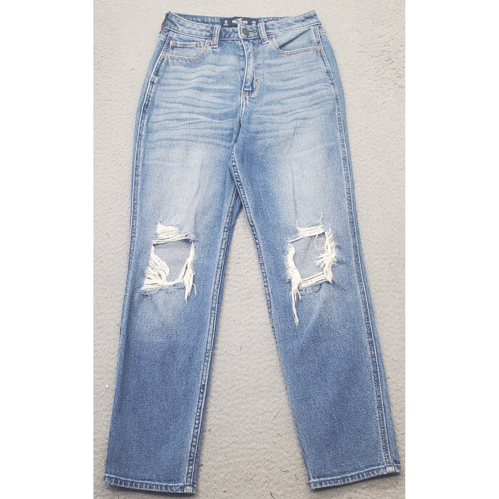 Vintage Hollister Mom Jeans Womens 1R Blue Denim Boho Ultra High-Rise Distressed
